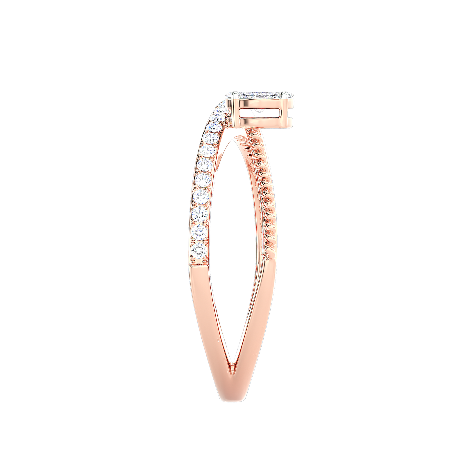 Crossover Rope Detail Diamond Ring