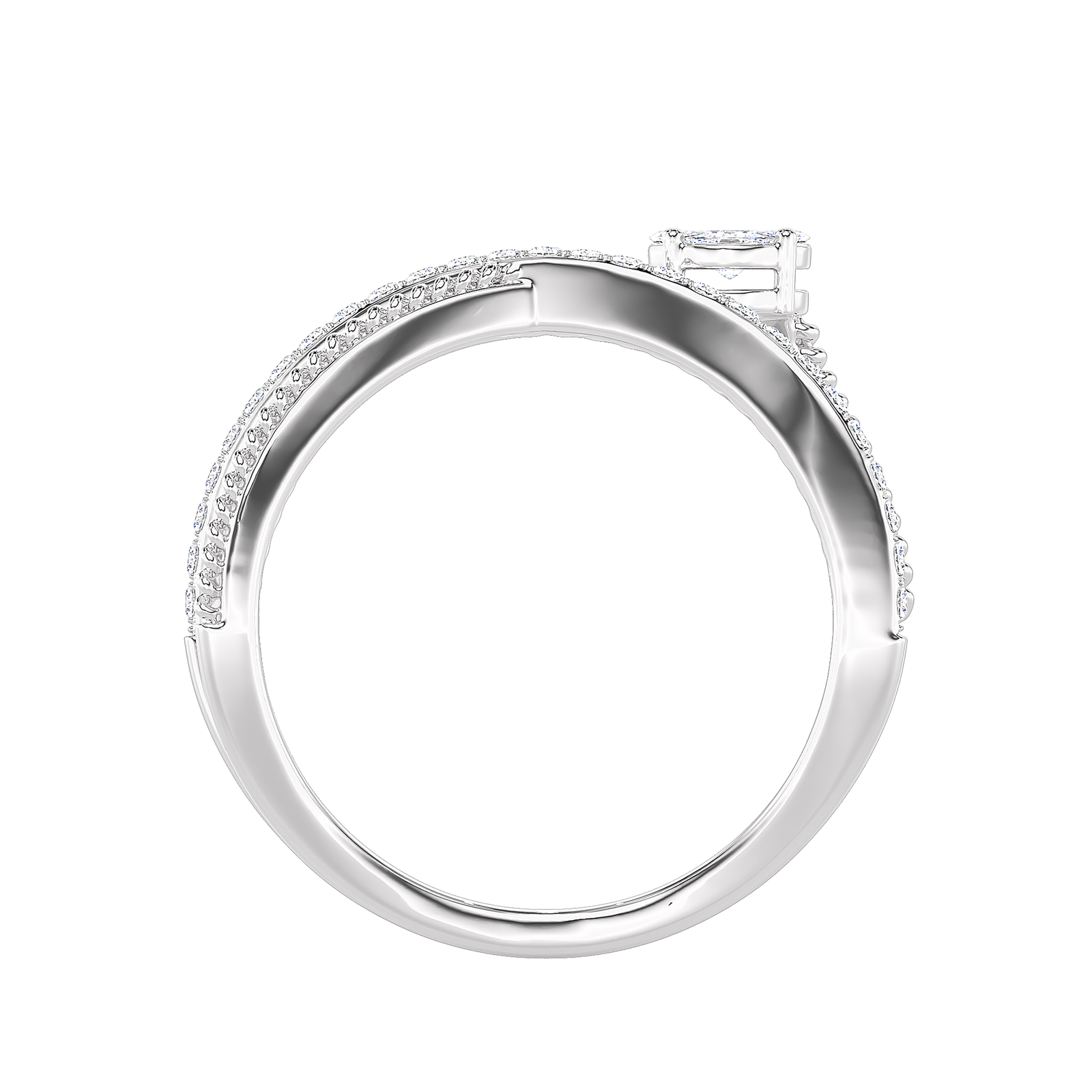 Crossover Rope Detail Diamond Ring