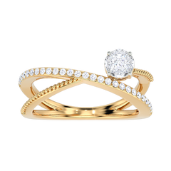 Crossover Rope Detail Diamond Ring