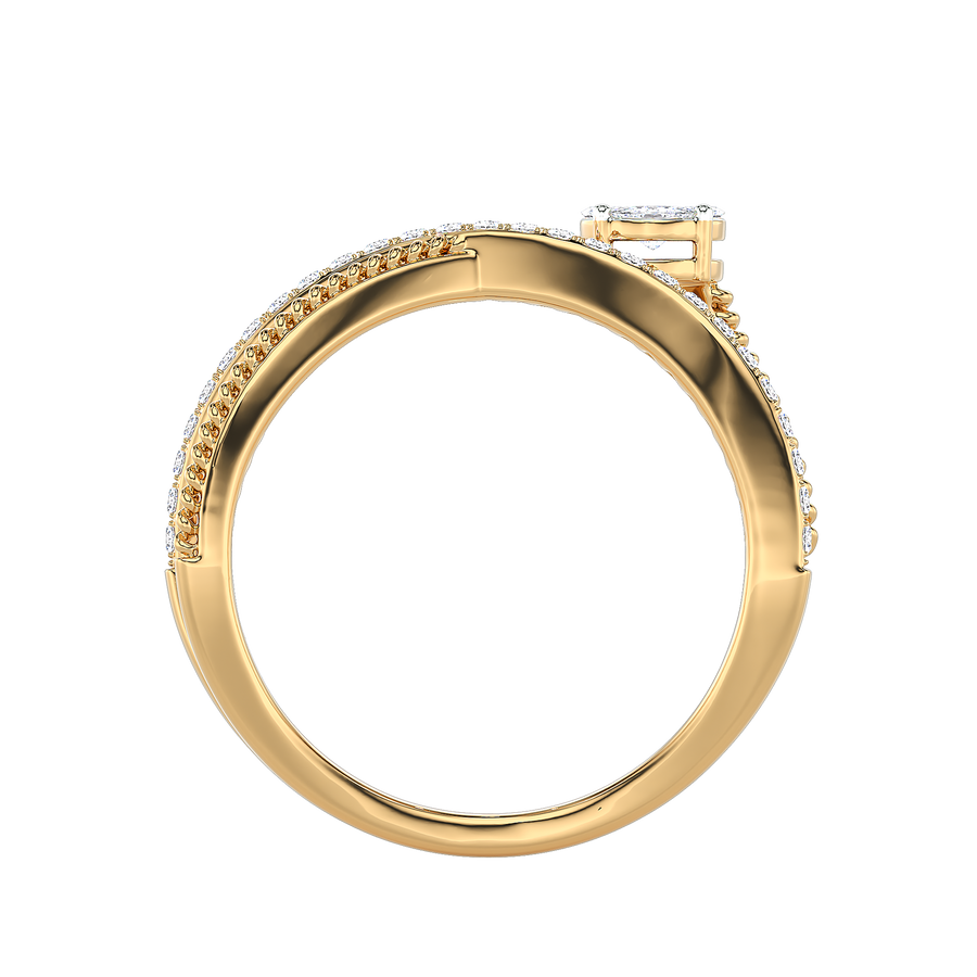 Crossover Rope Detail Diamond Ring