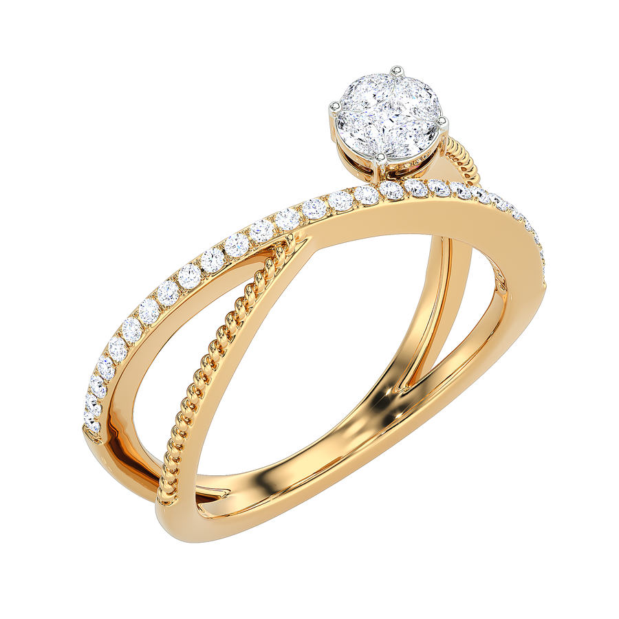 Crossover Rope Detail Diamond Ring
